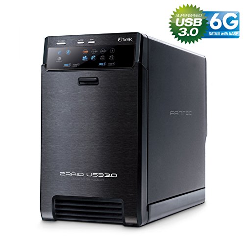 FANTEC QB-X2US3R - carcasa externa para el montaje de 2 discos duros de 8,89 cm (3,5'') SATA I/II/III, USB 3.0, función RAID , ventilador de 60mm, negro