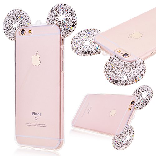 GrandEver - Carcasa para iPhone 6 Plus y 6S Plus (Silicona y TPU), diseño Transparente de Carcasa para iPhone 6 Plus con Diamantes de imitación 3D, Color Plateado GrandEver - Carcasa para iPhone 6 Plus y 6S Plus (Silicona y TPU), diseño Transparente de Carcasa para iPhone 6 Plus con Diamantes de imitación 3D, Color Plateado