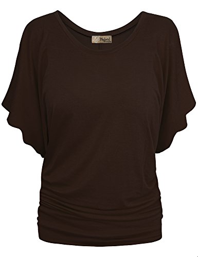 Hybrid & Company Camisa Cuello Barco Dolman Top para Mujeres 2X marrón
