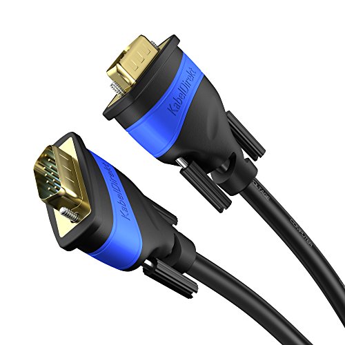 KabelDirekt 5m Cable VGA, (15 Pin, Full HD 1080p, 3D, con núcleos de ferrita, tarjetas gráficas, monitores), TOP Series