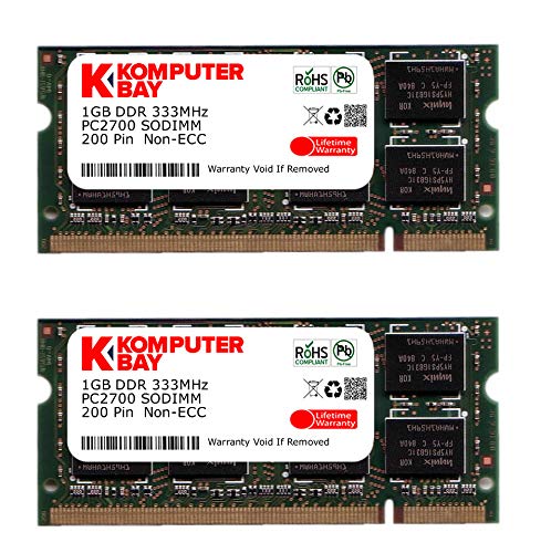 Komputerbay - Módulo de memoria portátil, SODIMM (200 pines), 2GB (2x1GB), DDR3, 333Mhz, PC2700