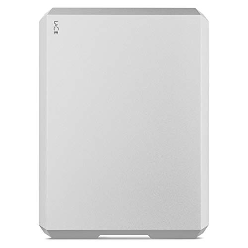 LaCie Mobile Drive 5TB, Disco Duro Externo portátil, Moon Silver, USB-C USB 3.0 Thunderbolt 3, Mac, PC (STHG5000400)