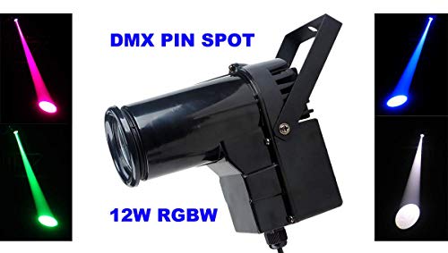 Led Pinspot, DMX 12w a todo color RGBW 4IN1 Punto de luz LED, uso para bola de espejos, escaparate en boutique, discoteca, salón de baile, KTV, bar, club, fiesta, bodas