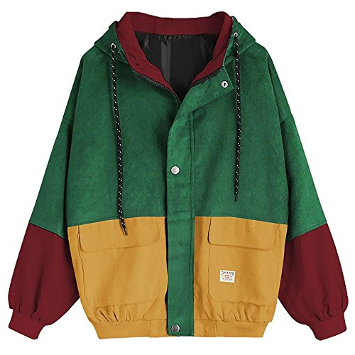 Logobeing Mujeres de Manga Larga Pana Patchwork Chaqueta Cazadora Abrigo (M, Vino) Logobeing Mujeres de Manga Larga Pana Patchwork Chaqueta Cazadora Abrigo (M, Vino)