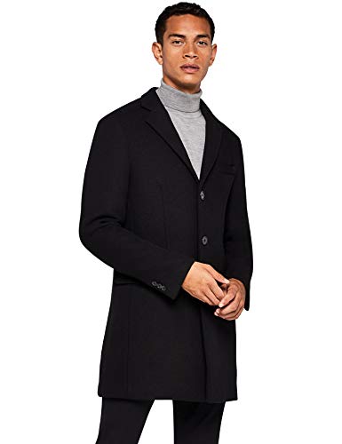 Marca Amazon - find. Abrigo Hombre, Negro (Black), M, Label: M Marca Amazon - find. Abrigo Hombre, Negro (Black), M, Label: M