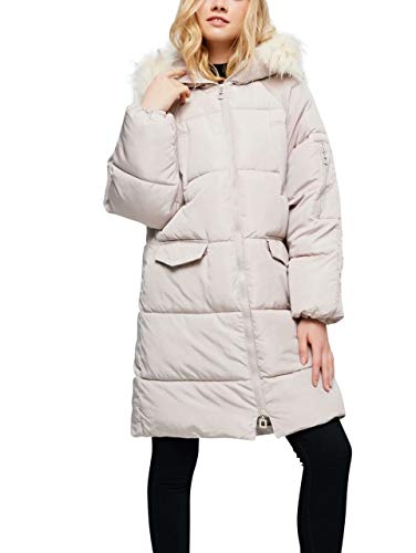 MCSZG Chaqueta de Invierno Mujer Abrigo con Capucha Cuello de Piel Abrigo Largo Acolchado de algodón Ropa de Abrigo Ropa Suelta para Mujer