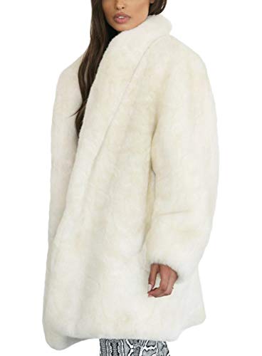 Mujer Abrigo de Piel Sintética Parka Invierno (Blanco) Mujer Abrigo de Piel Sintética Parka Invierno (Blanco)