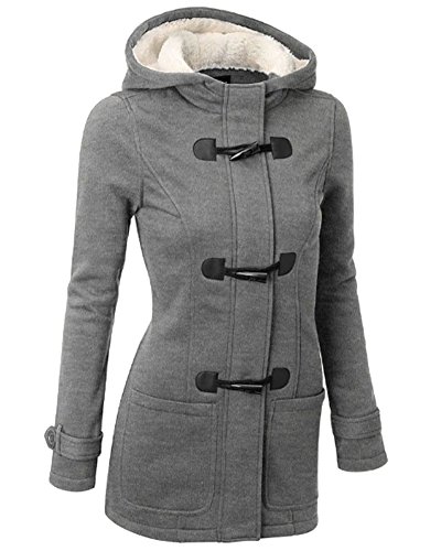 Mujer Invierno Abrigo Casual Sudadera con Capucha Chaqueta de Capa Jacket Parka Pullover Gris Claro S