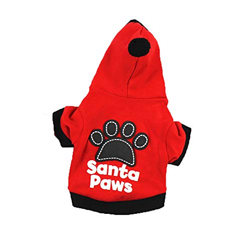 Nueva Santa Paw Print Pet Ropa para Perros Christmas Cool Design Hoodie Invierno Otoño Ropa de Abrigo