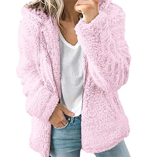 Overdose 2019 Nuevas Mujeres Chaqueta OtoñO Manga Larga Gruesa Sudadera con Cremallera Abierta Abrigo De Punto Capa Chaqueta De Invierno Abrigos Mujer Invierno Rebajas (Small, Rosa)