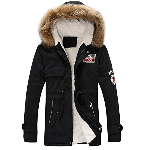 OverDose Abrigos Hombre Invierno Chaqueta Larga con Capucha Gruesa de algodón con Cremallera OverDose Abrigos Hombre Invierno Chaqueta Larga con Capucha Gruesa de algodón con Cremallera
