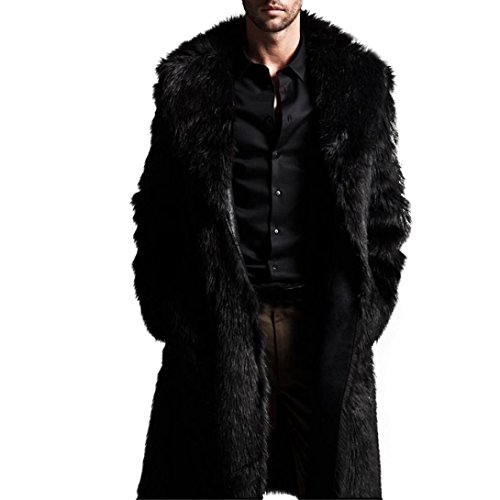 OverDose Abrigos Hombre Invierno Elegante Piel sintética con Capucha Abrigo Largo S-XXXL OverDose Abrigos Hombre Invierno Elegante Piel sintética con Capucha Abrigo Largo S-XXXL