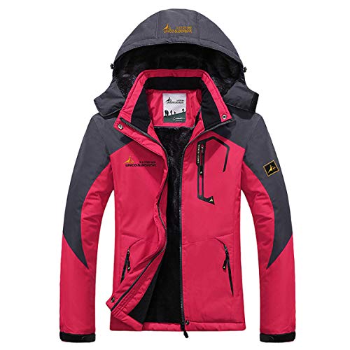 Panegy - Chaqueta Abrigo para Mujer de Invierno Impermeable a prueba a Viento para Esquí Deportes Senderismo de Lana - Rosa - Talla M