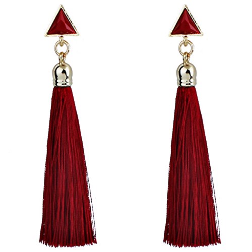 Pendientes Borla Flecos Bohemio, Holacha Pendientes Largos de Cuerda aretes colgantes étnica Boho para Mujeres (Rojo) Pendientes Borla Flecos Bohemio, Holacha Pendientes Largos de Cuerda aretes colgantes étnica Boho para Mujeres (Rojo)