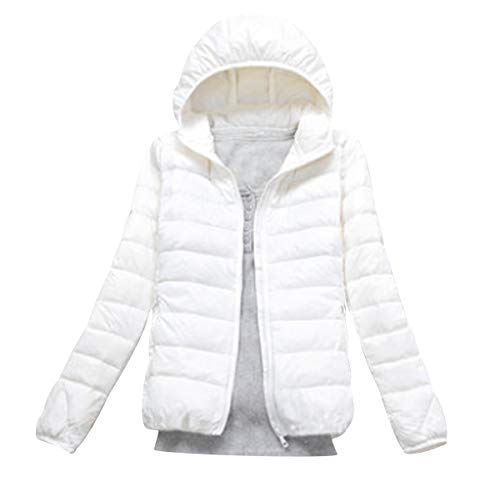 Plumas Mujer Plumiferos Ligeros Mujer con Capucha Abrigo Plumas Ultralight Plumon Chaqueta Plumifero Ligero Corto Abrigos Señora Chaquetas Invierno Cazadoras Chaquetones Casacas Tallas Grandes Blanco