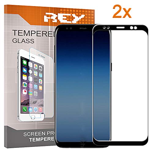 REY 2X Protector de Pantalla 3D para Samsung Galaxy A6 2018, Negro, Protección Completa, 3D / 4D / 5D