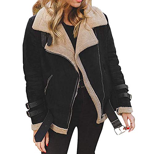 Ropa de Abrigo Ante y Borrego sintética Mujer Invierno,PAOLIAN Chaquetas Moto Cortas otoño Moda Señora Chaquetón Acolchado Lana sintética de Solapa Rebajas Trenca Tallas Grandes