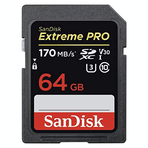 SanDisk Extreme PRO - Tarjeta de Memoria SDXC de 64 GB, 4k, hasta 170 MB/s, Class 10, U3 y V30