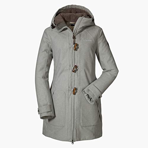 Schöffel Duffle Coat Bregenz1 Abrigo Impermeable y Resistente al Viento en Bonito Aspecto de Melange, Chaqueta de Invierno cálida con Lana Natural, Mujer, De Alta Gama, 48 (2XL)