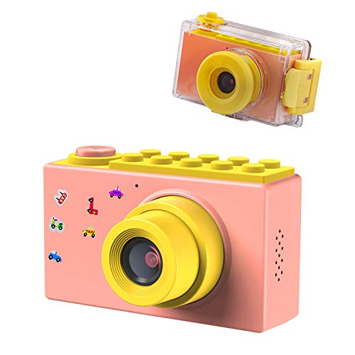 ShinePick Impermeable Cámara Fotos Niños con Zoom Digital de 4X / 8MP / 1080HD / 2" TFT LCD de la Pantalla Cámara Infantil con Tarjeta de Memoria (Rosa)