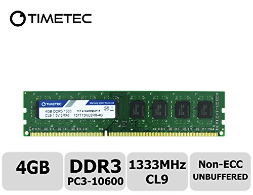 Timetec Hynix IC 4GB DDR3 1333MHz PC3-10600 Unbuffered Non-ECC 1.5V CL9 2Rx8 Dual Rank 240 Pin UDIMM PC Sobremesa Memoria Principal Module Upgrade (4GB)