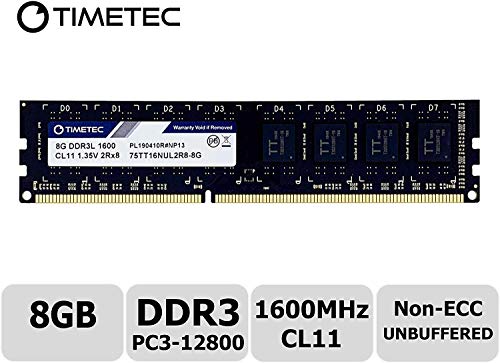 Timetec Hynix IC DDR3L 1600MHz PC3-12800 Unbuffered Non-ECC 1.35V CL11 2Rx8 Dual Rank 240 Pin UDIMM PC Sobremesa Memoria Principal Module Upgrade (8GB)