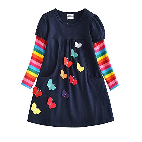 VIKITA Vestidos T-Shirt Manga Larga Algodón Casual Niñas lh5805 6T VIKITA Vestidos T-Shirt Manga Larga Algodón Casual Niñas lh5805 6T