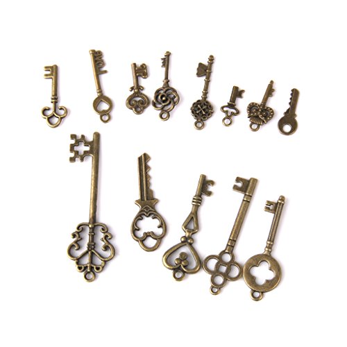 13pcs Antiguos Clave De Bronce Colgantes Hallazgos Collar Pendiente Del Encanto 13pcs Antiguos Clave De Bronce Colgantes Hallazgos Collar Pendiente Del Encanto