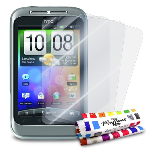 3 Protecciones de Pantalla transparentes para HTC G13"UltraClear" Originales de MUZZANO de Calidad PREMIUM - Tratamiento Anti-rayado, Anti-rastro y Anti-polvo + De regalo 1 ESTILETE + 1 PAÑO MUZZANO