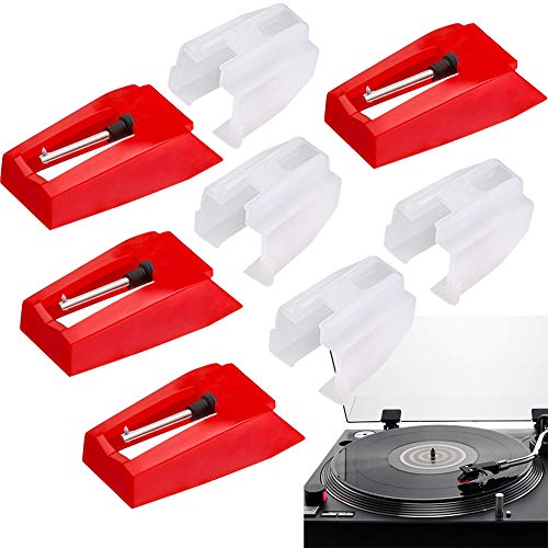 4Pcs Agujas de Recambio para Tocadiscos - Aguja de Repuesto con Punta de Diamante Universal de Reemplazo para Tornamesa Crosley Technics Philips Auna Jensen - Con Fonocaptor