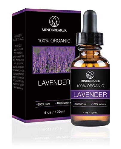 Aceite esencial de lavanda, Mindbreaker 100% el aceite esencial del grado terapéutico orgánico puro, consigue un mejor sueño, aromatherapy, antiinflamatorio, alivia dolores de cabeza (120 ml)