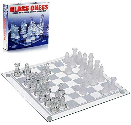 ADS Technologies Ajedrez con Tablero de Cristal Juego de Mesa Ajedrez Chess 20 x 20 cms Nuevo