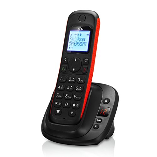 AEG Thor 15 - Telefono Fijo Inalambrico Dect (2 Líneas, contestador Digital, Pantalla de 1.6", Agenda de 100 contactos, Eco Mode), Negro