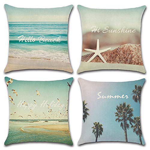Aipark 4 Piezas Decorativa Cuadrado Fundas de Almohada de Cojín Caso Playa de Verano para Sofá Dormitorio Auto, 45x 45 cm Aipark 4 Piezas Decorativa Cuadrado Fundas de Almohada de Cojín Caso Playa de Verano para Sofá Dormitorio Auto, 45x 45 cm