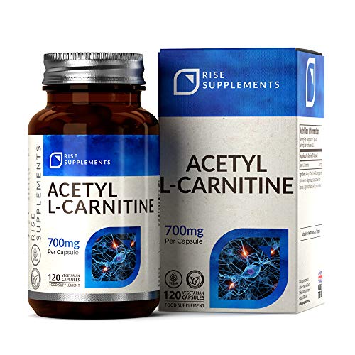 ALCAR Acetyl L Carnitine 700mg [Alta Resistencia], 120 Cápsulas Veganas | Suplementos de gimnasia y entrenamiento | Supresor del apetito natural y quemador de grasa | Aumento de suplementos