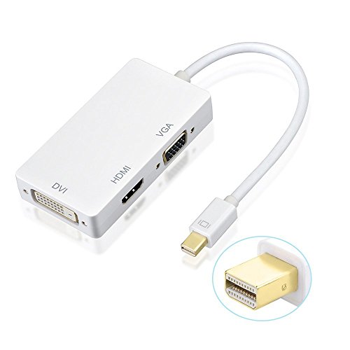 AMANKA 3 en1 Mini DisplayPort/Thunderbolt a HDMI/DVI/VGA Adaptador Cable de Compatible con 1.3 Habilita Completo 4K x 2K resolución y 3D estéreo allá Full HD para Macbook Pro Aire iMac - Blanco