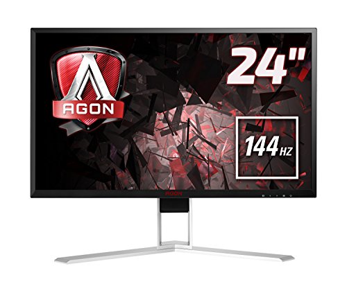 AOC Agon AG241QX - Monitor Gaming 24" QHD (2560 x 1440 Pixeles, 1 ms, 144 Hz, FreeSync, FlickerFree, Altavoces, USB, Displayport, HDMI), Negro/Rojo