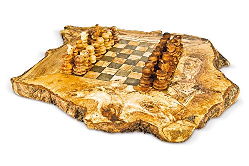 ARTE LEGNO SPELLO SRL Arte Madera Spello Srl Ajedrez rústica de madera de olivo con ajedrez cm 40 x 40