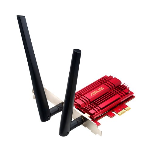 ASUS PCE-AC56 - Adaptador PCI Express AC1300 (Doble banda, 2T2R, base externa con antenas, disipador pasivo rojo)