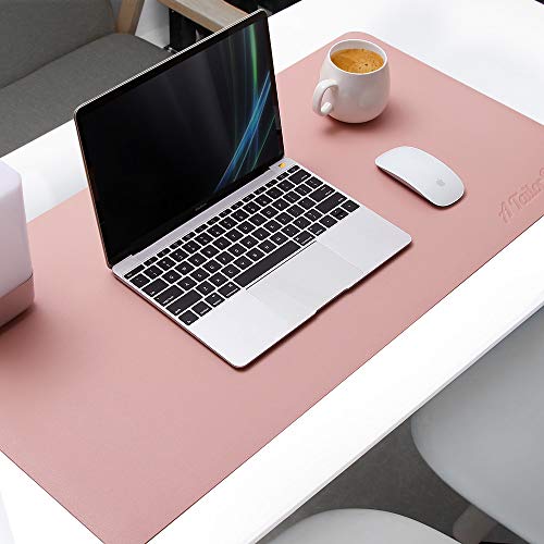 AtailorBird Alfombrilla Ratón Ordenador Grande Alfombrilla Escritorio 800x400x2mm Antideslizante e Impermeable Cuero PU Ideal para Portátil, Teclado, Gaming, Hogar y Oficina, Doble Cara (Rosa-Plata)