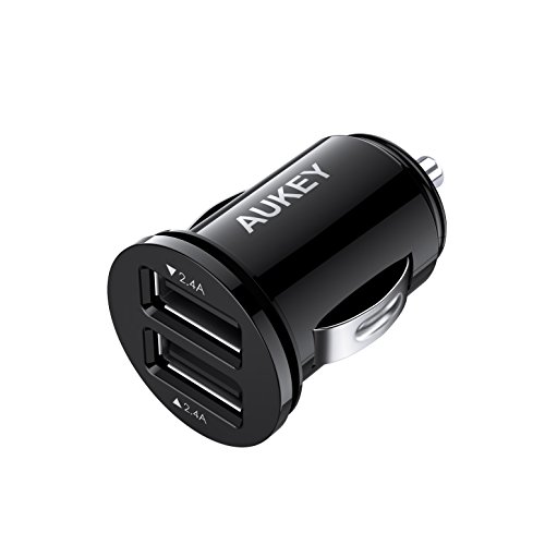 AUKEY Cargador de Coche con Doble Puerto Cargador Móvil 24W / 4,8A con Tecnología AiPower Adaptador de Coche para iPhone XS / Max / X, iPad Air / Pro, Samsung, y más