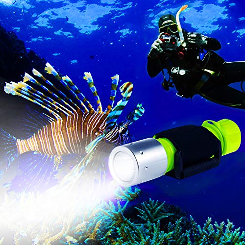 Bluefire Linterna de Buceo,XM-L2 luz LED Submarinismo Buceo Linterna, 1100 Lúmenes Linterna Led Impermeable de Seguridad para Exteriores en Deportes de Agua (Amarillo)
