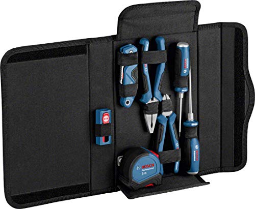 Bosch Professional- Set de herramientas de mano 16 pzs (destornilladores, alicates, cúter, cinta métrica, en estuche)
