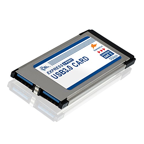 CSL - USB 3.0 Tarjeta PCMCIA Express Card Super Speed 34 mm 2 Puertos Compatible con Windows 10 para Notebook y Laptop