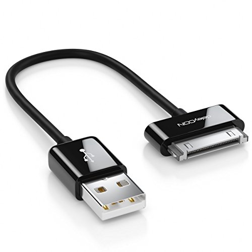 deleyCON 0,15m 30-Pin USB Cable Dock Connector Cable de Sincronización Cable de Carga Cable de Datos Compatible con iPhone 4s 4 3Gs 3G iPad iPod - Negro
