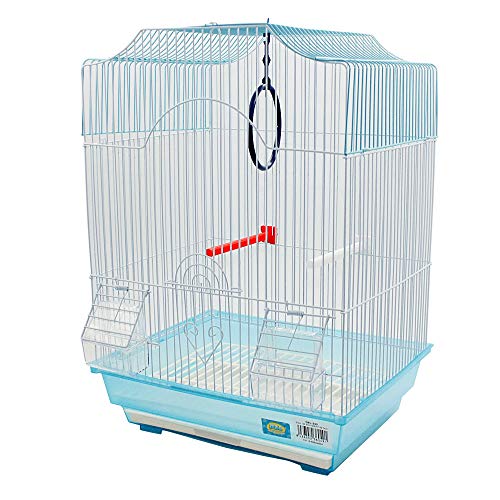 DZL Jaula para pajaros con comederos,Palos y Columpios(34.5X28X49.5CM) (Azul) DZL Jaula para pajaros con comederos,Palos y Columpios(34.5X28X49.5CM) (Azul)