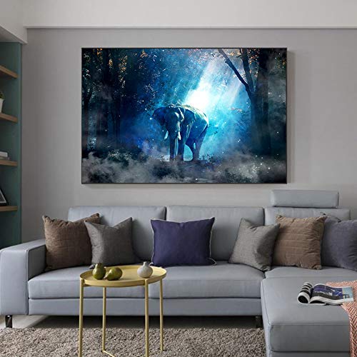 Elephant Animal Landscape Forest Canvas Art Painting Posters and Prints Art Wall Picture for Living Room A 30x45cm