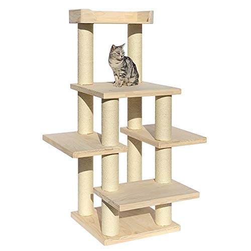 Gato De Casa Gran Torre De Madera De Gato Gato del Árbol Después De Jugar por Arañazo De Gato Juguete Propiedad Gato Escalador Apartamento Acogedor Y Confortable Mascota Cabina De Madera