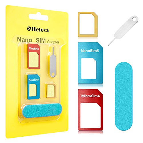 Helect Adaptador de Tarjeta SIM, 5-en-1 Nano para Adaptador de Tarjeta SIM Nano y Micro SIM Kit de Tarjeta Convertidor con Herramientas Polaco Chip y Expulsar Aguja