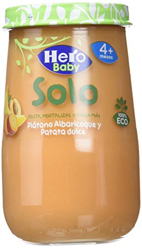 Hero Baby Solo Tarrito de Puré de Plátano, Albaricoque y Patata Dulce Ecológico Sin Gluten Ni Aditivos para Bebés a partir de 4 meses 190 g (BIO)